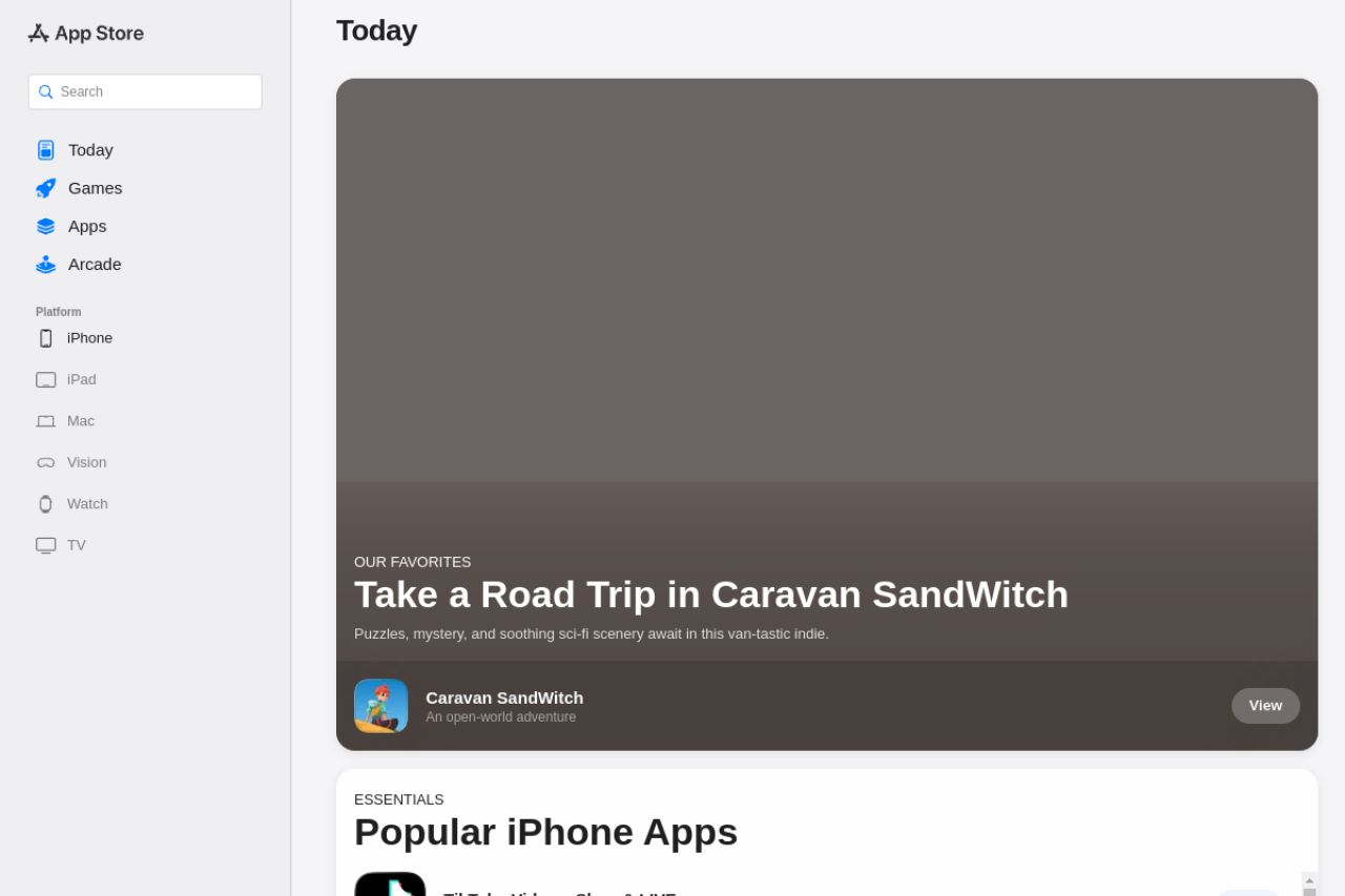 Скриншот сайта Подписки App Store (iPhone)