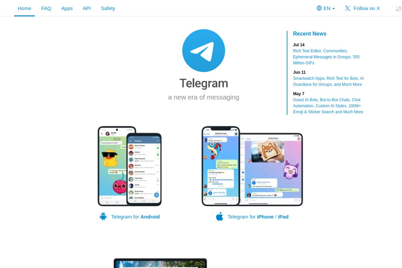 Скриншот сайта Telegram Premium